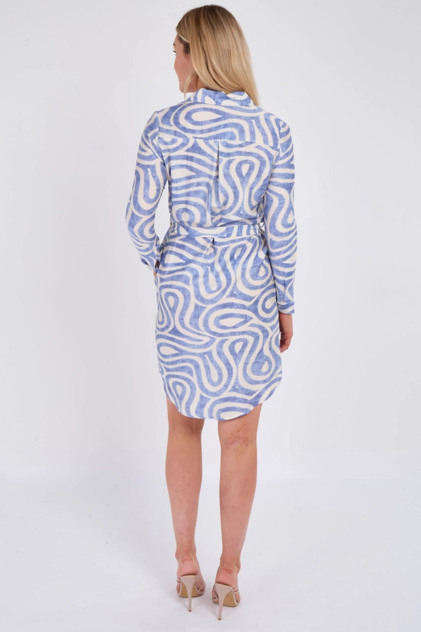 Light Blue Swirl Shirt Dress