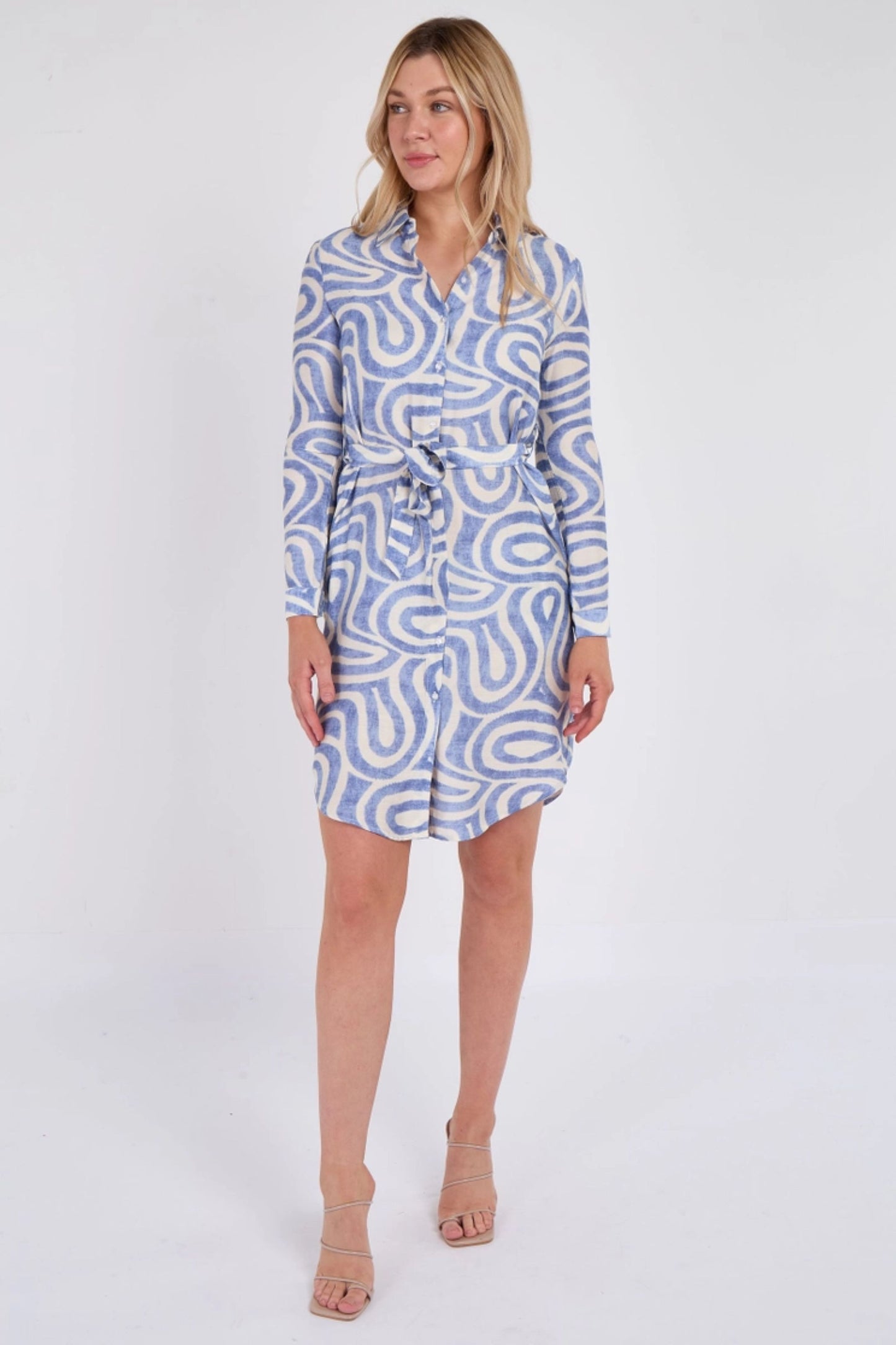 Light Blue Swirl Shirt Dress