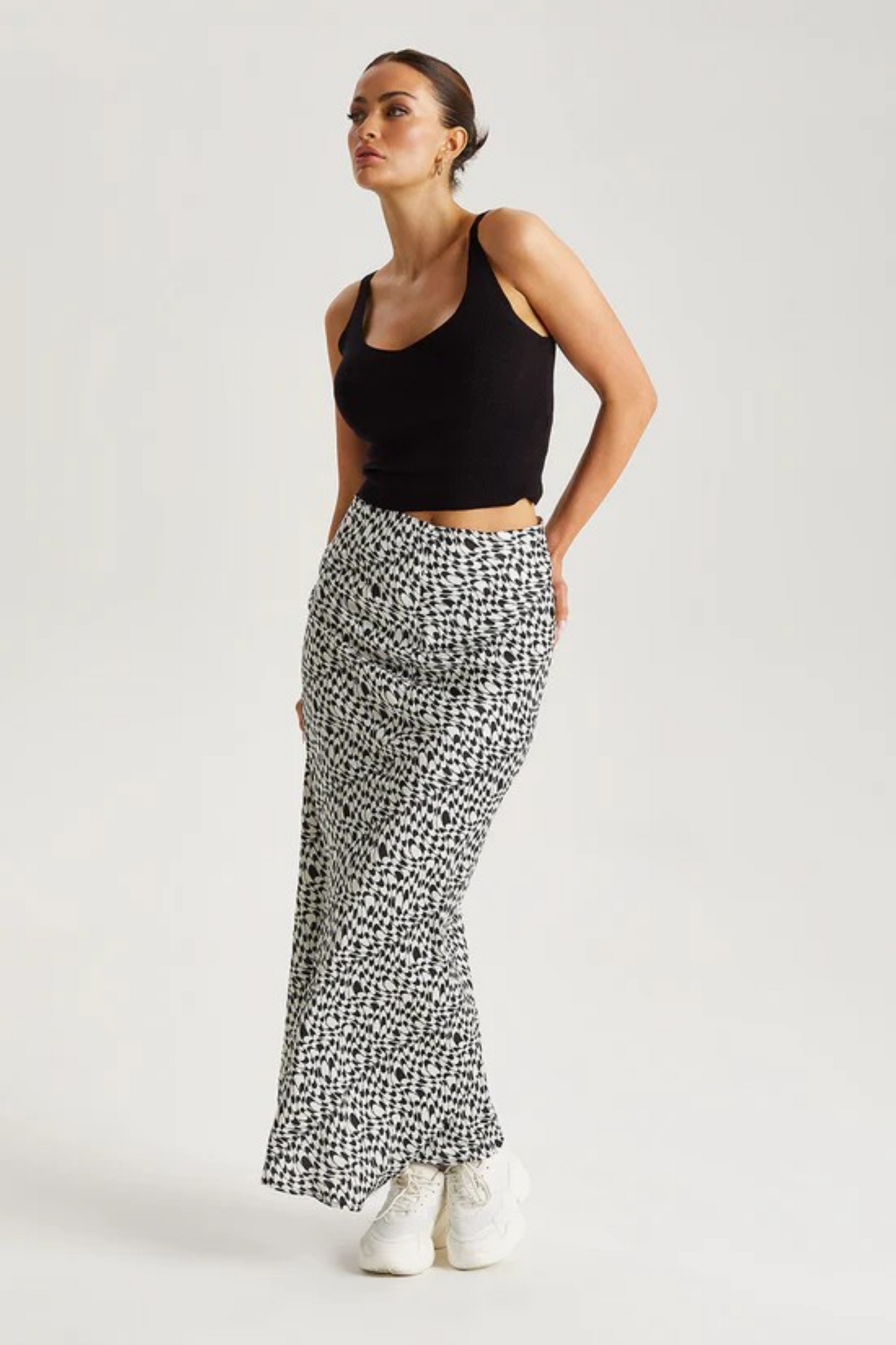 Geometric Satin Maxi Skirt