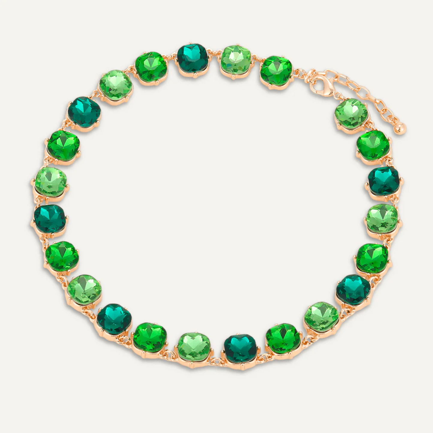Circular Green Jewel Colour Necklace in Gold - DN2636C