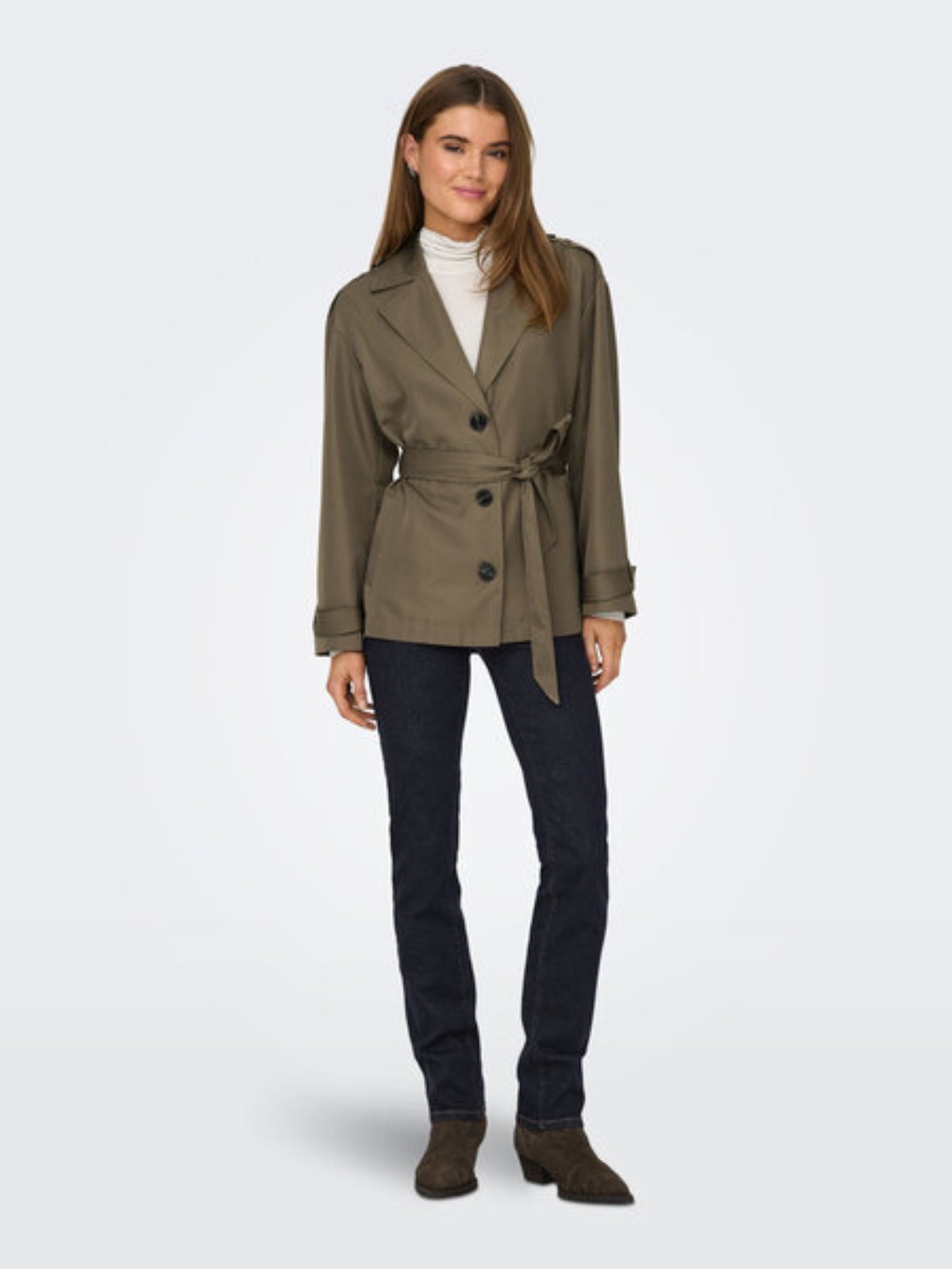 ONLY Short Trenchcoat in Walnut