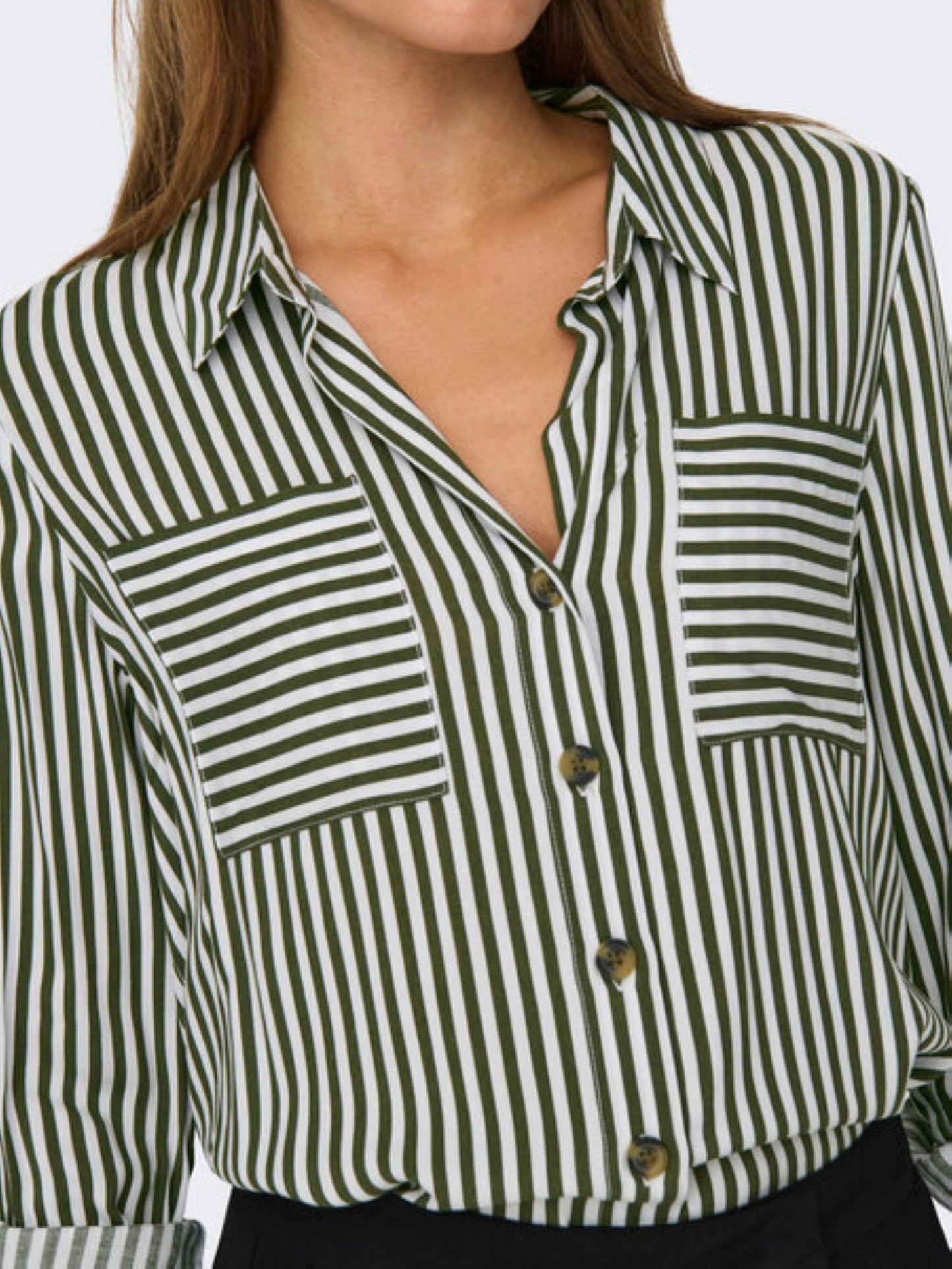 ONLY Yasmin Striped Shirt in Khaki