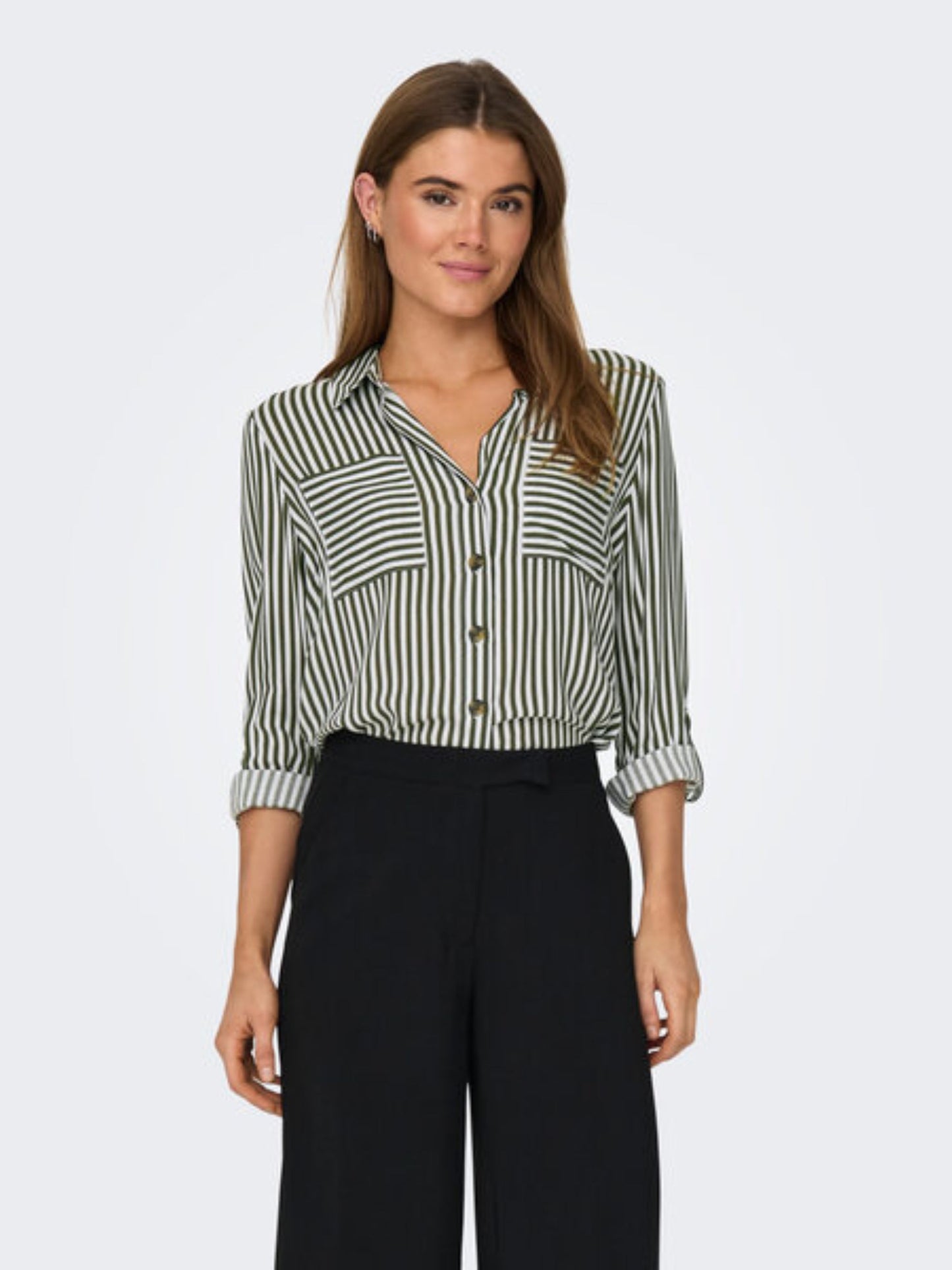 ONLY Yasmin Striped Shirt in Khaki