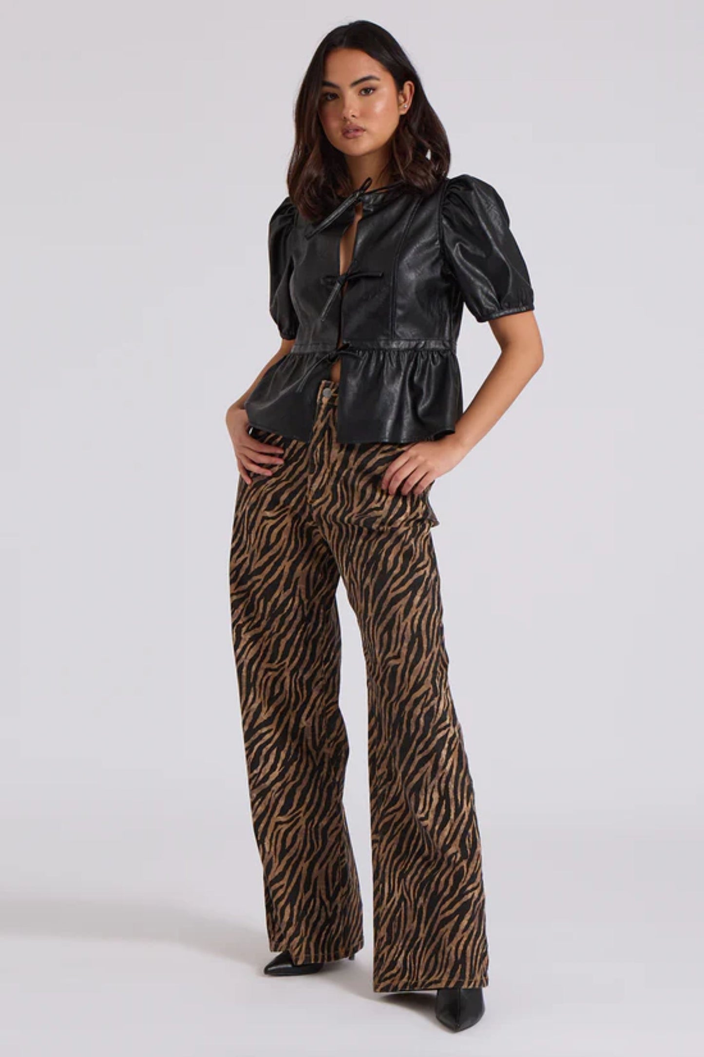 Zebra Print Wide Leg Jeans