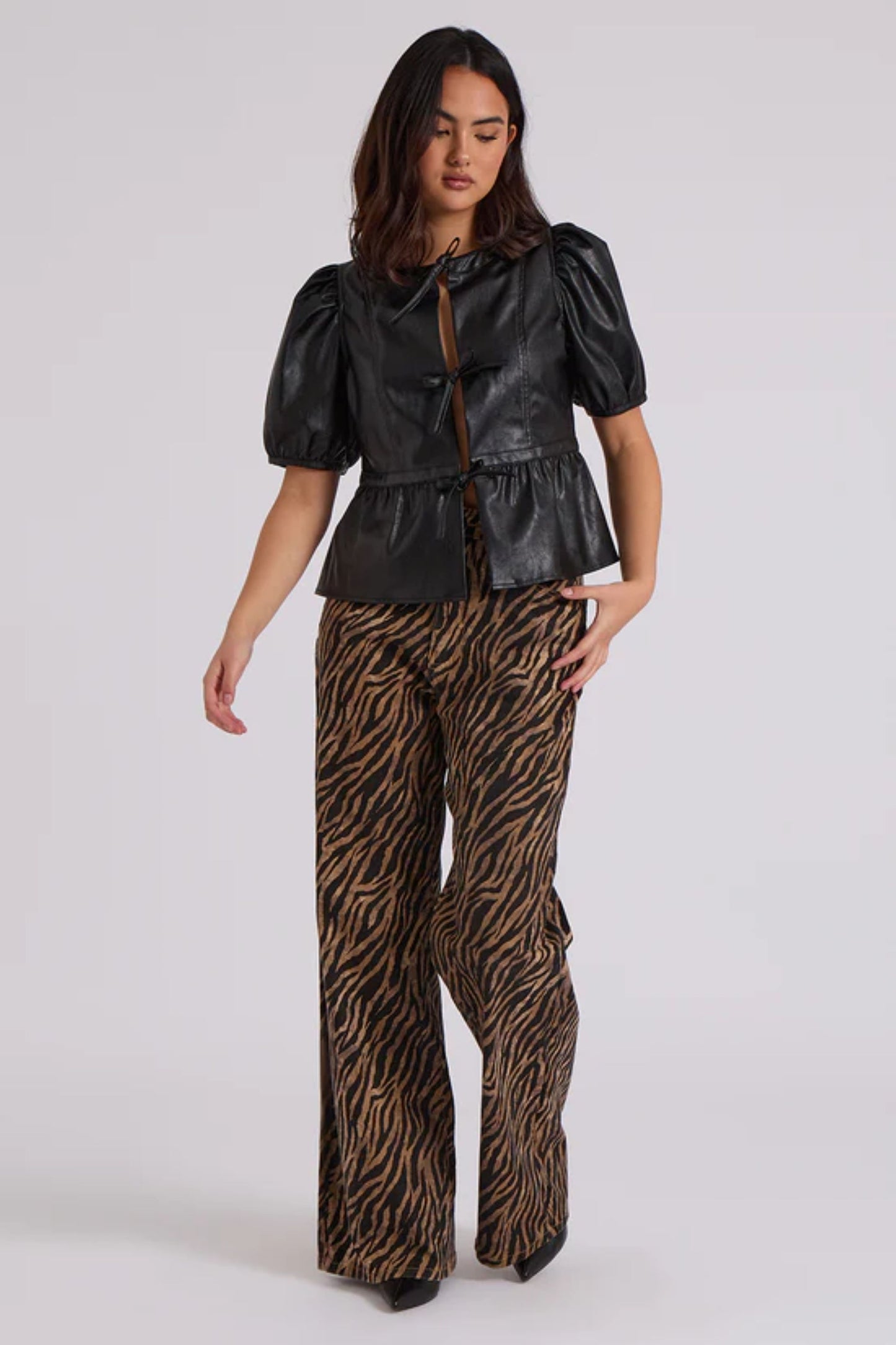 Zebra Print Wide Leg Jeans