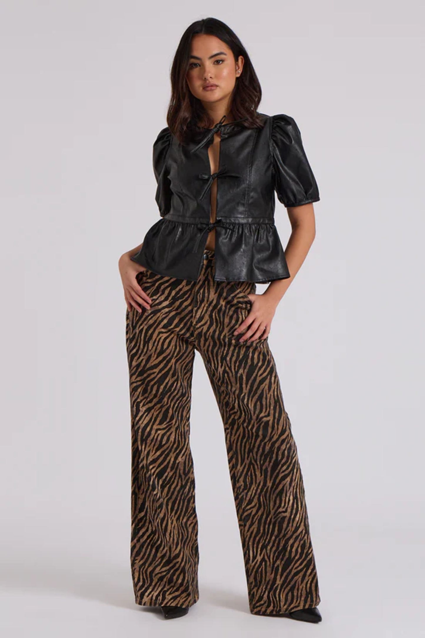 Zebra Print Wide Leg Jeans