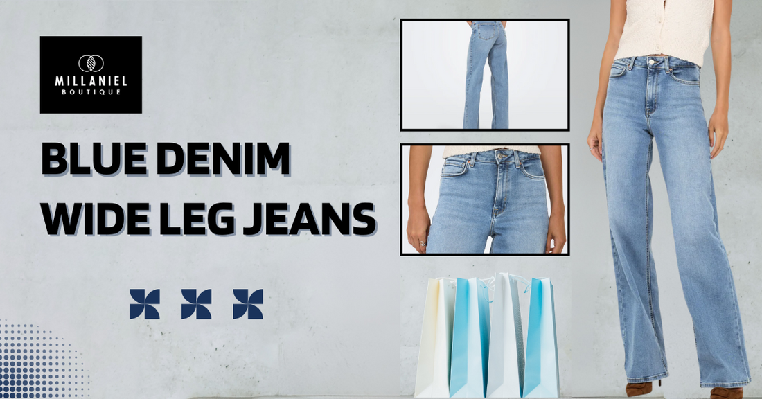 Blue Denim Wide Leg Jeans 