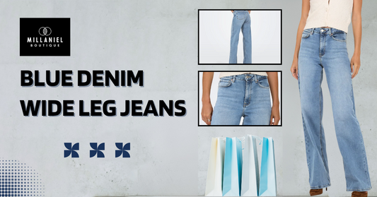 Blue Denim Wide Leg Jeans 