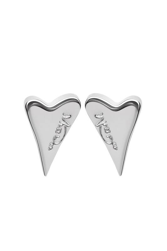 Miss Dee Silver Solid Heart Earrings 1640992