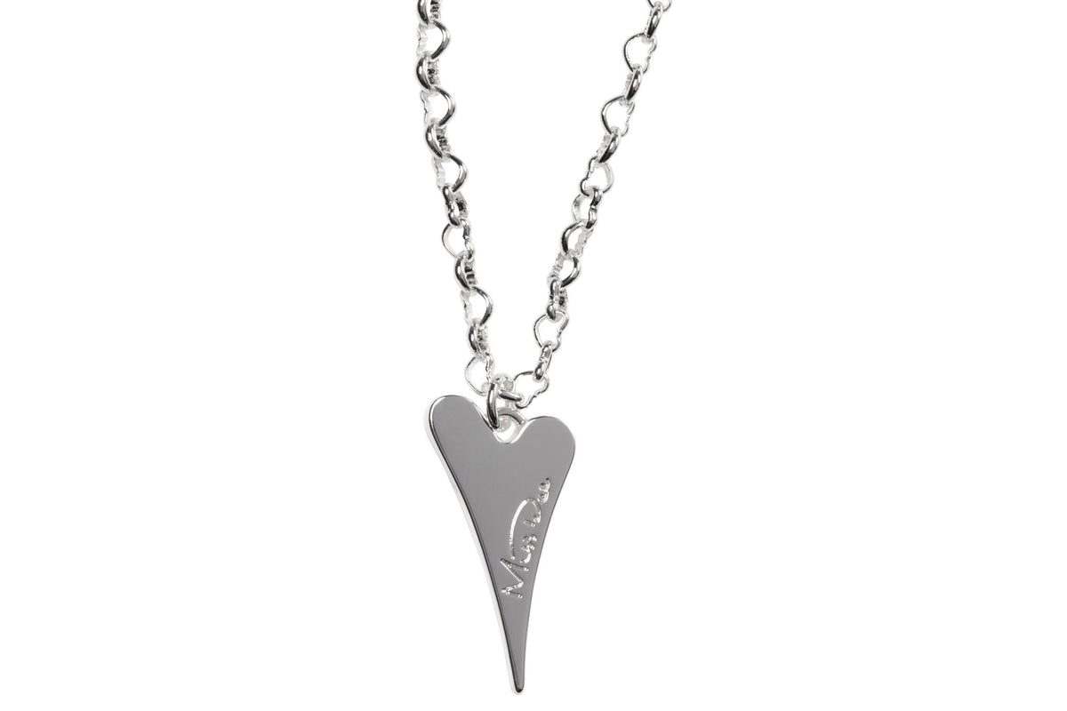 Miss Dee Silver Necklace with Plain Solid Heart - 1800587