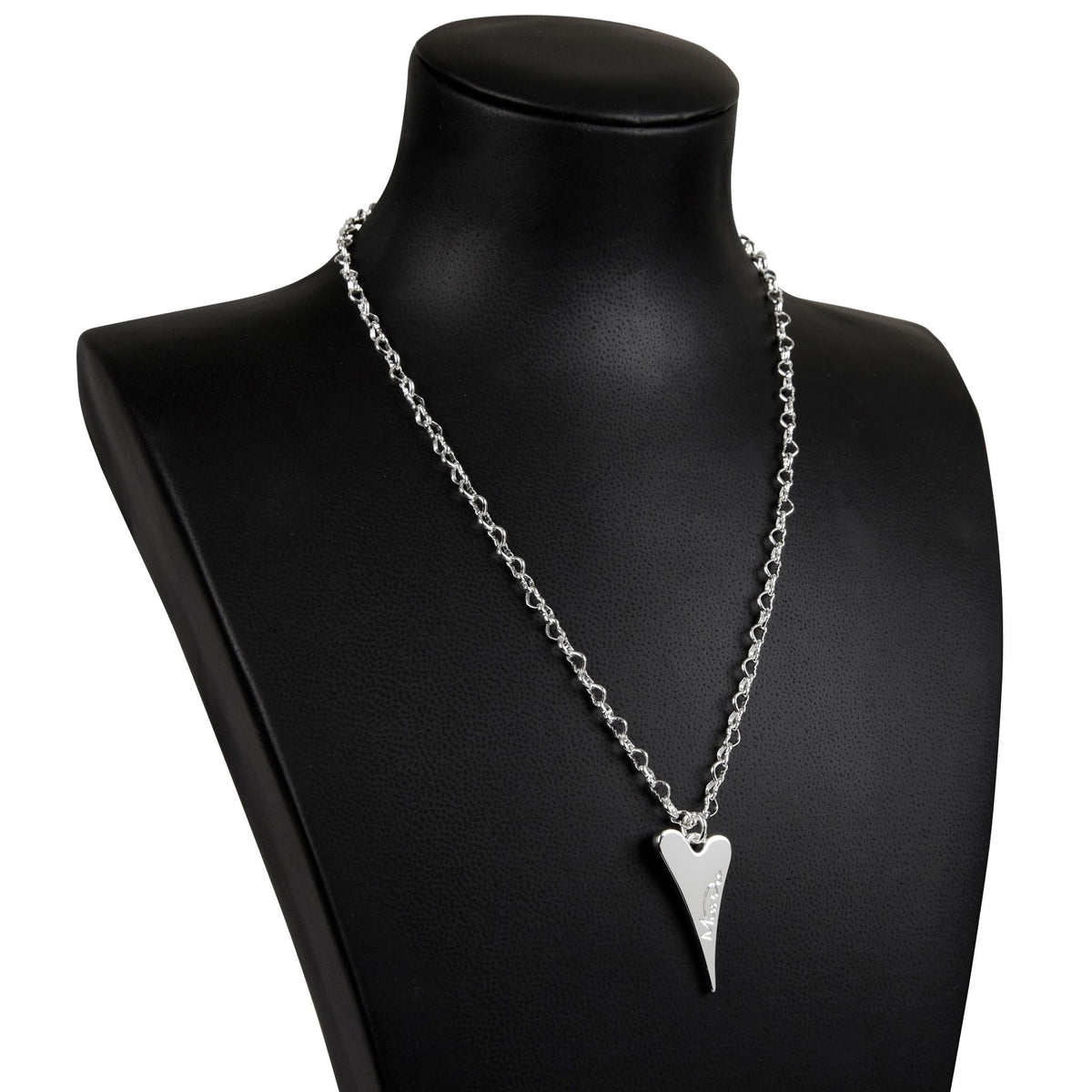 Miss Dee Silver Necklace with Plain Solid Heart - 1800587
