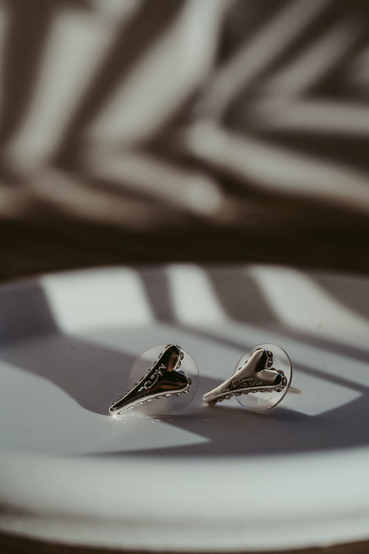 Miss Dee Silver Cubic Zirconia Small Heart Studs - 1900245