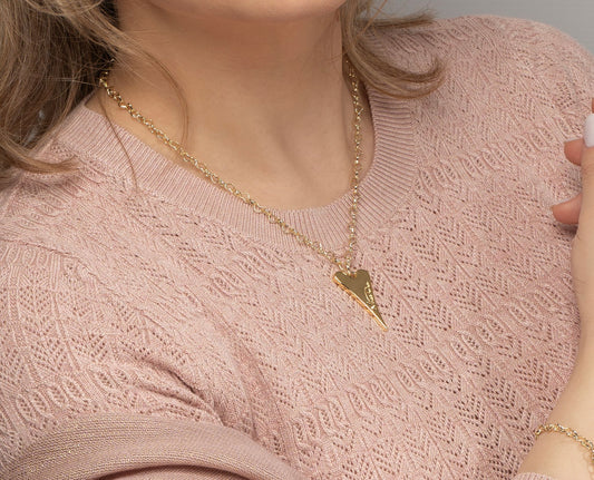 Miss Dee Gold Necklace with Plain Solid Heart - 1900269