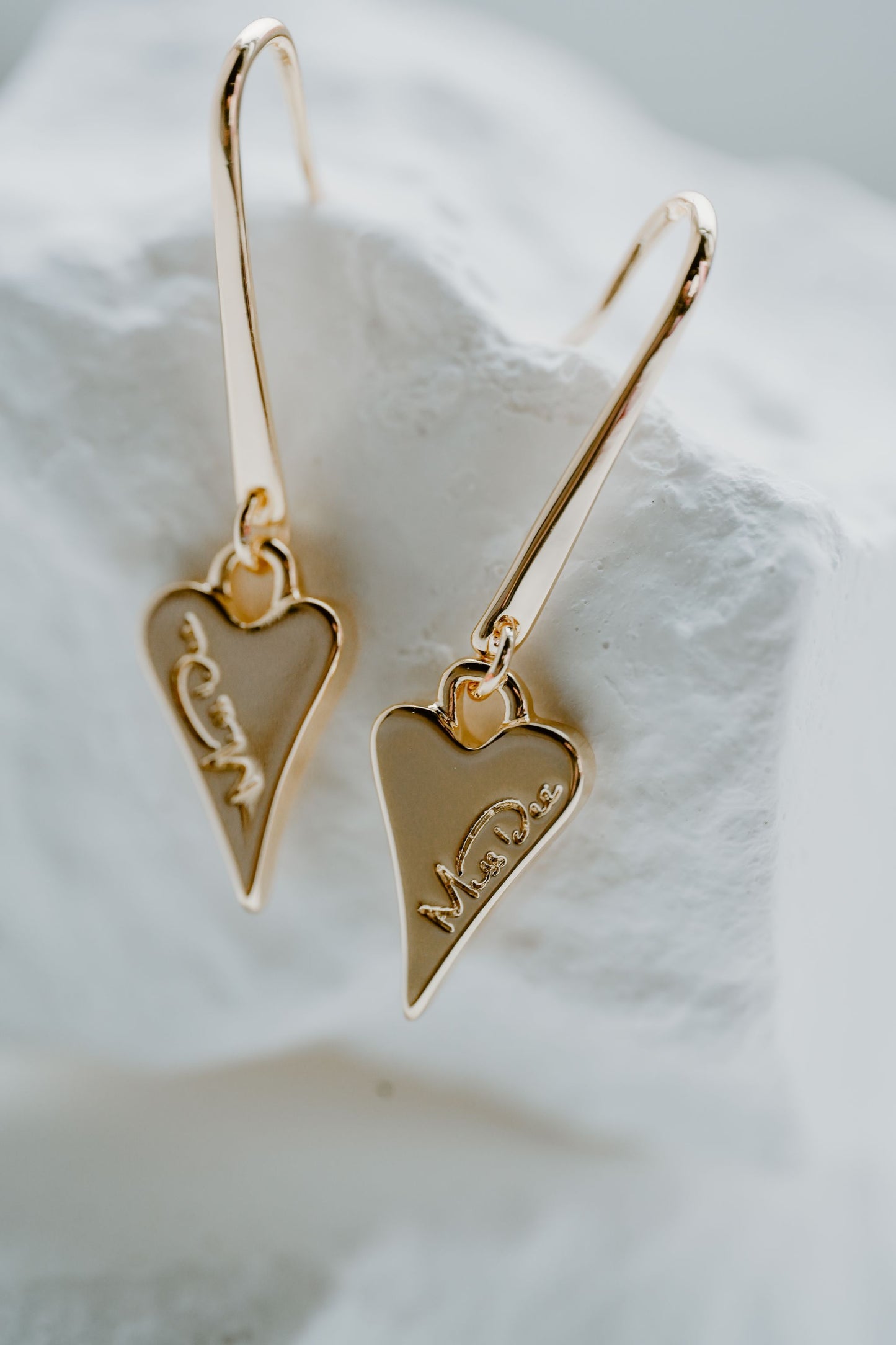Miss Dee Gold Dangling Solid Heart Earrings - 1900309