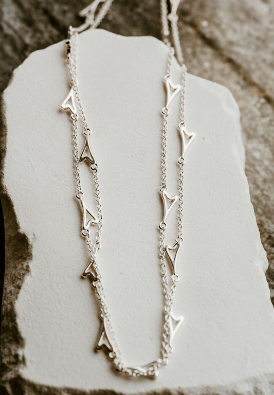 Miss Dee Silver Multi Double Strand Heart Necklace - 1900320