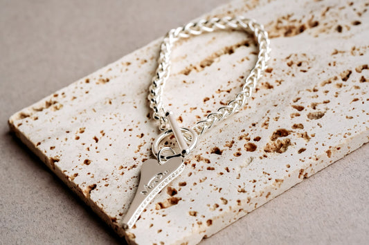 Miss Dee Silver T Bar Bracelet with Cubic Zirconia Heart - 1900401