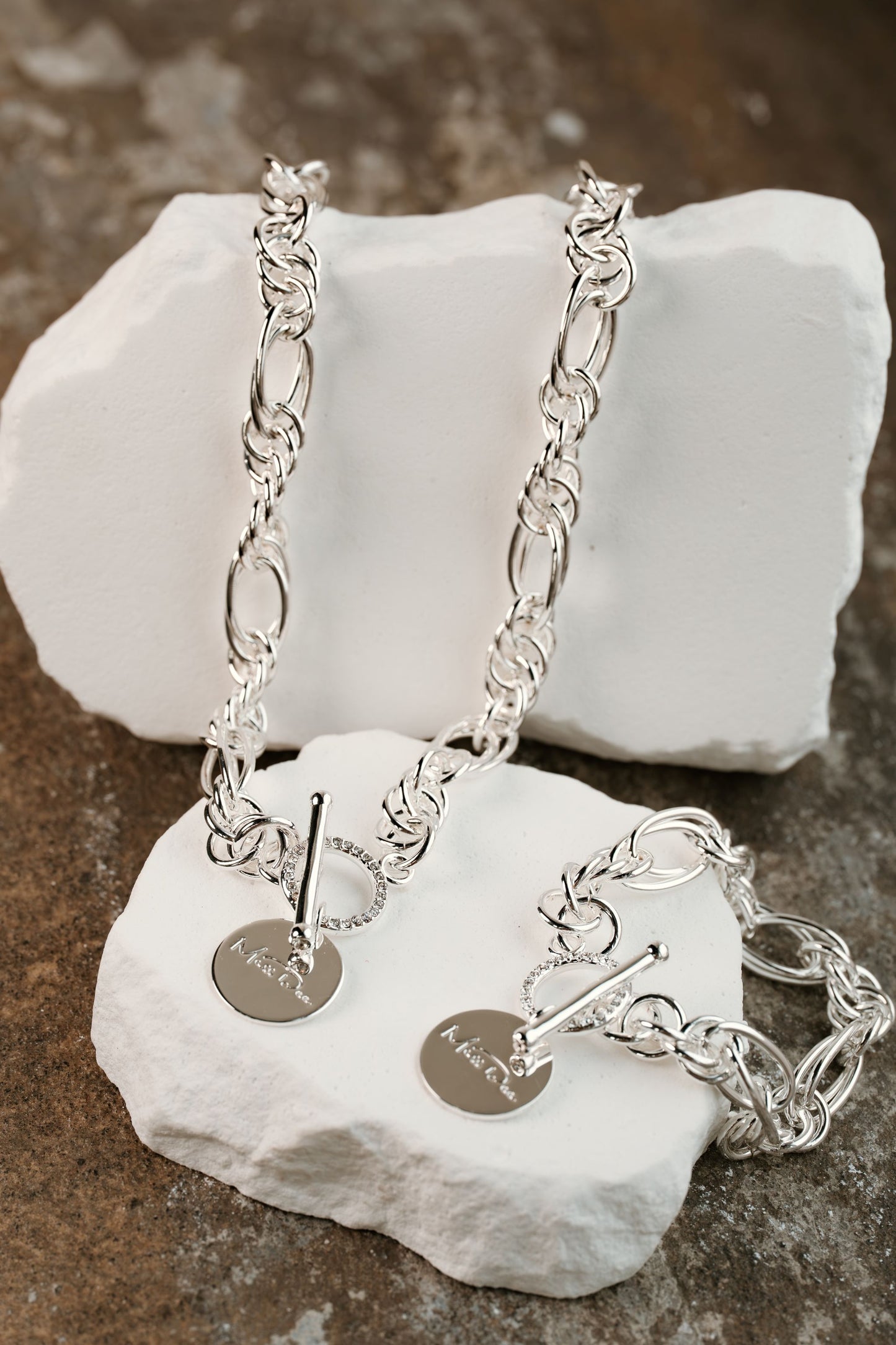 Miss Dee Short Cubic Zirconia T-Bar Necklace in Silver - 1900417