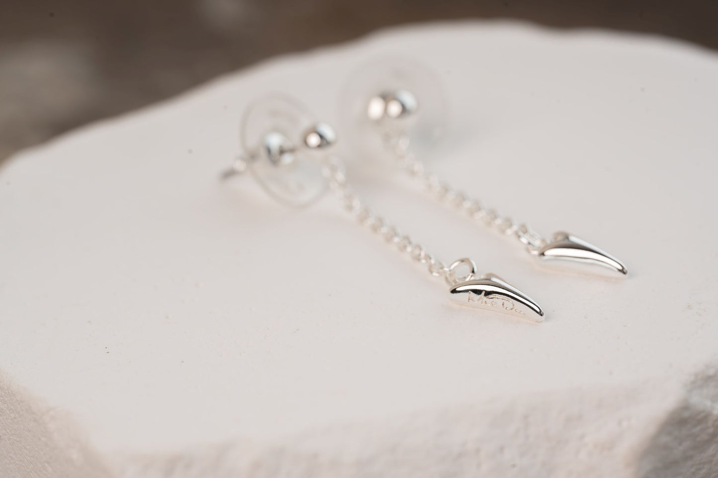 Miss Dee Silver Long Small Heart Earrings - 1900456