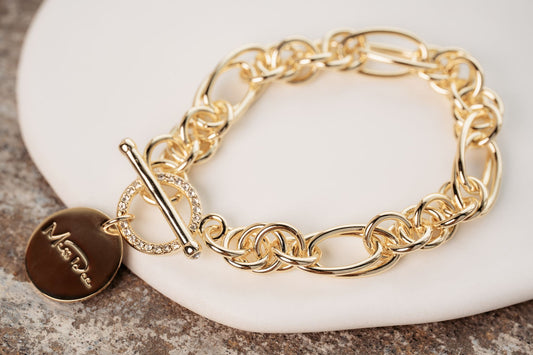 Miss Dee Cubic Zirconia T-Bar Bracelet in Gold - 1900469