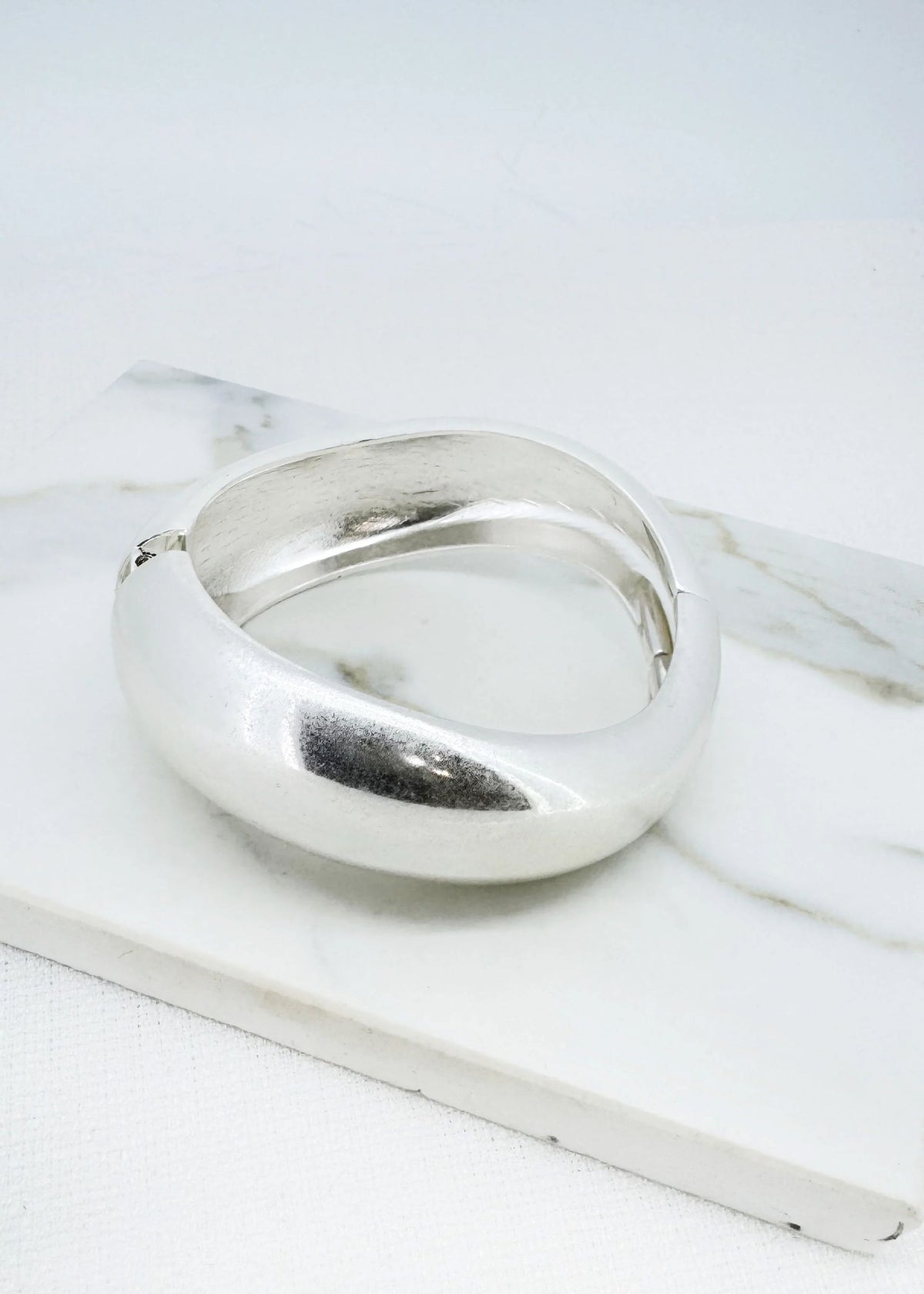 ENVY Worn Silver Wide Hinged Bangle