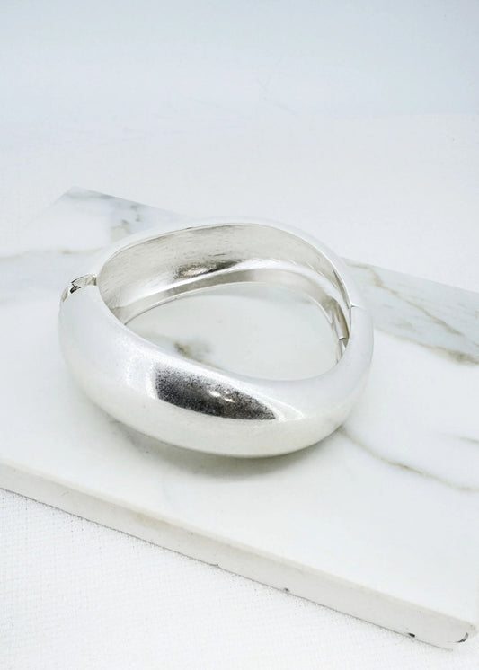 ENVY Worn Silver Wide Hinged Bangle