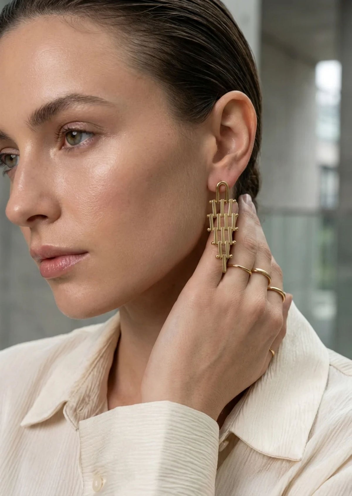 Envy Gold Long Link Earring