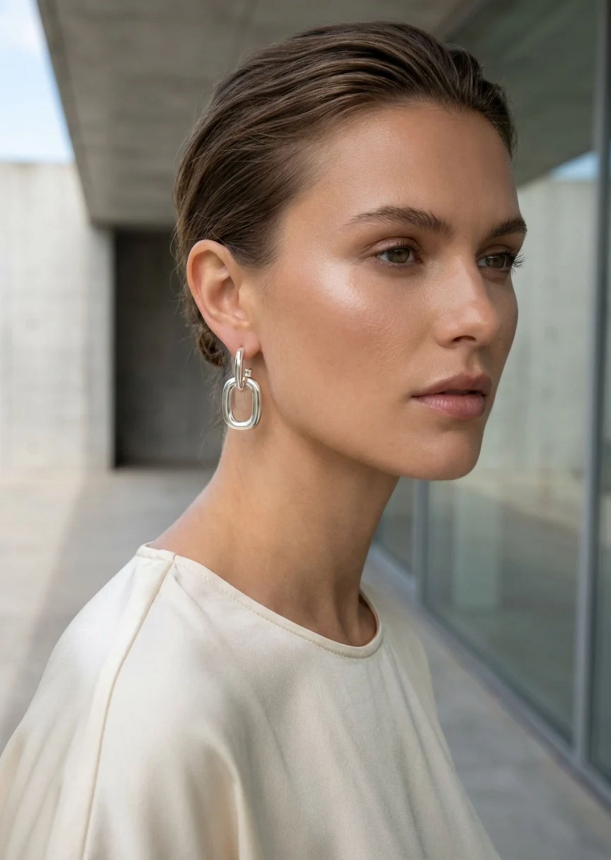 Envy Silver Square Hoop Earring