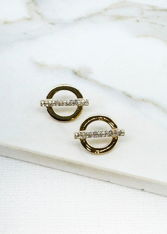 Envy Gold Circle and Diamante Bar Earring