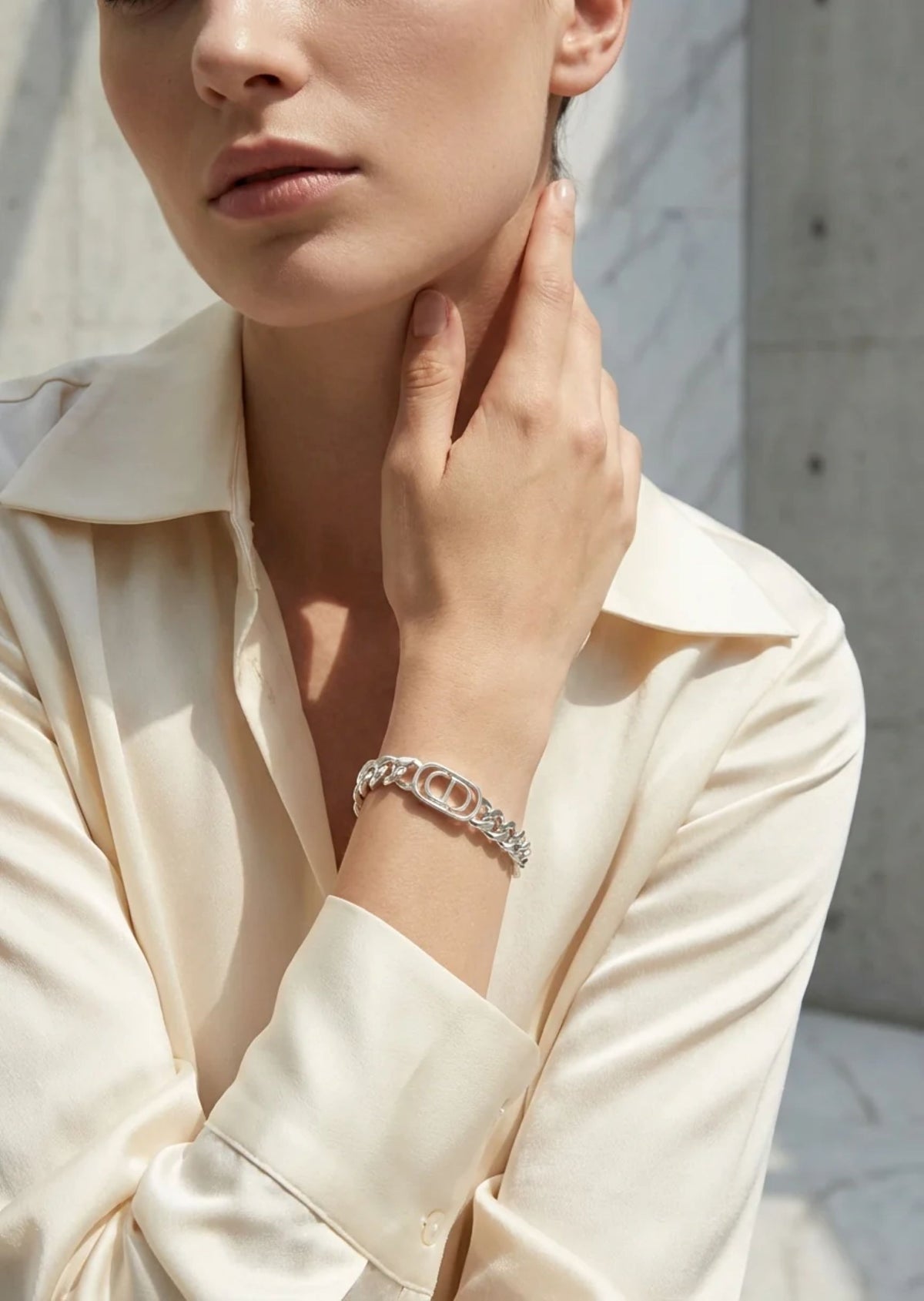 ENVY Silver Flat Chain T-Bar Bracelet with Link Design