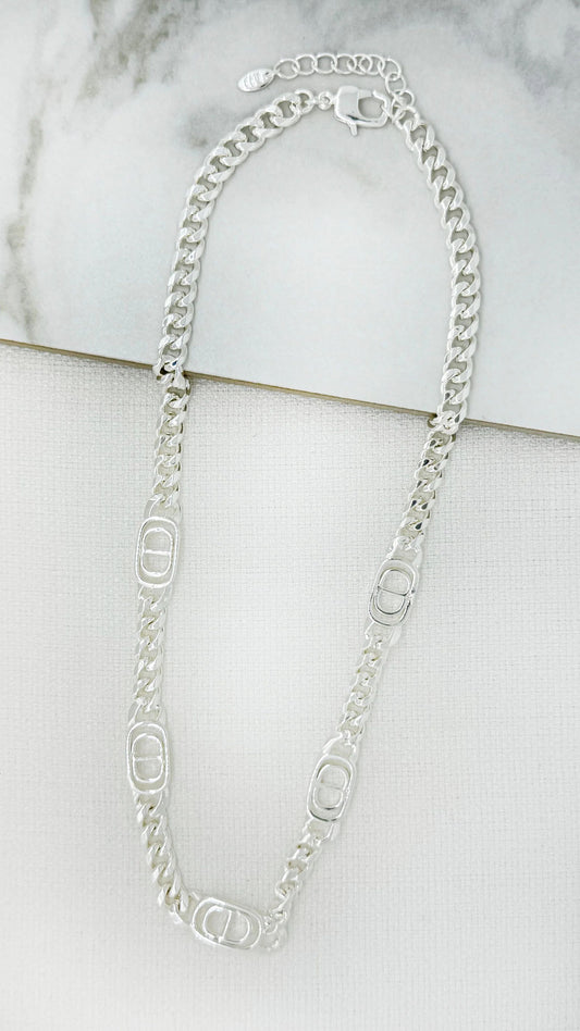 Envy Silver Short Flat Chain Necklace