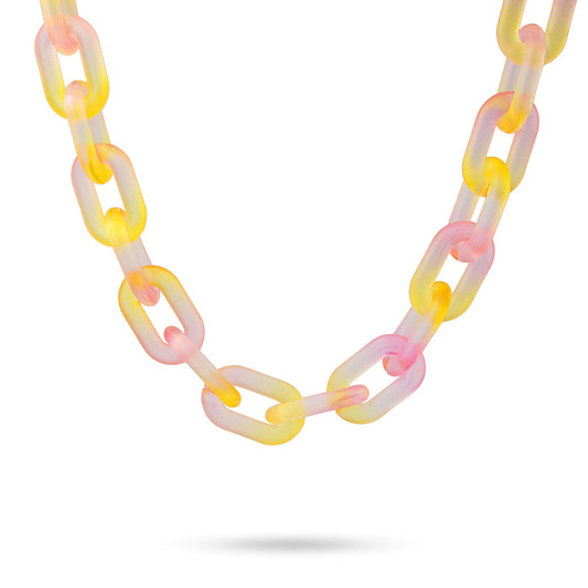 PINK/ORANGE Acrylic Link Necklace - BCO426