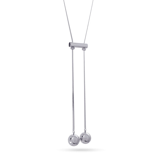Anartxy Long Silver Orbit Rotation Necklace - BCO951