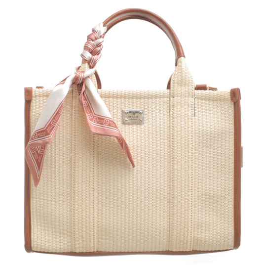 Bessie London Two Tone Tote Bag in Tan