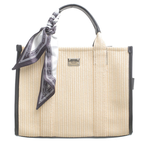 Bessie London Two Tone Tote Bag in Black