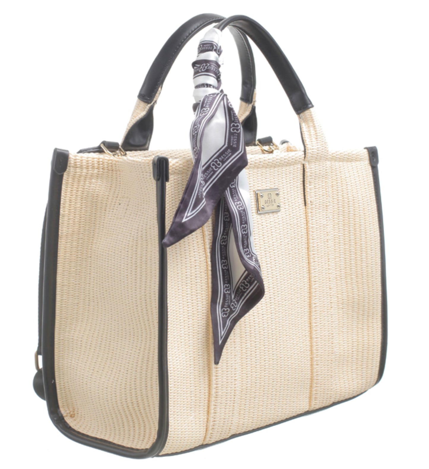 Bessie London Two Tone Tote Bag in Black