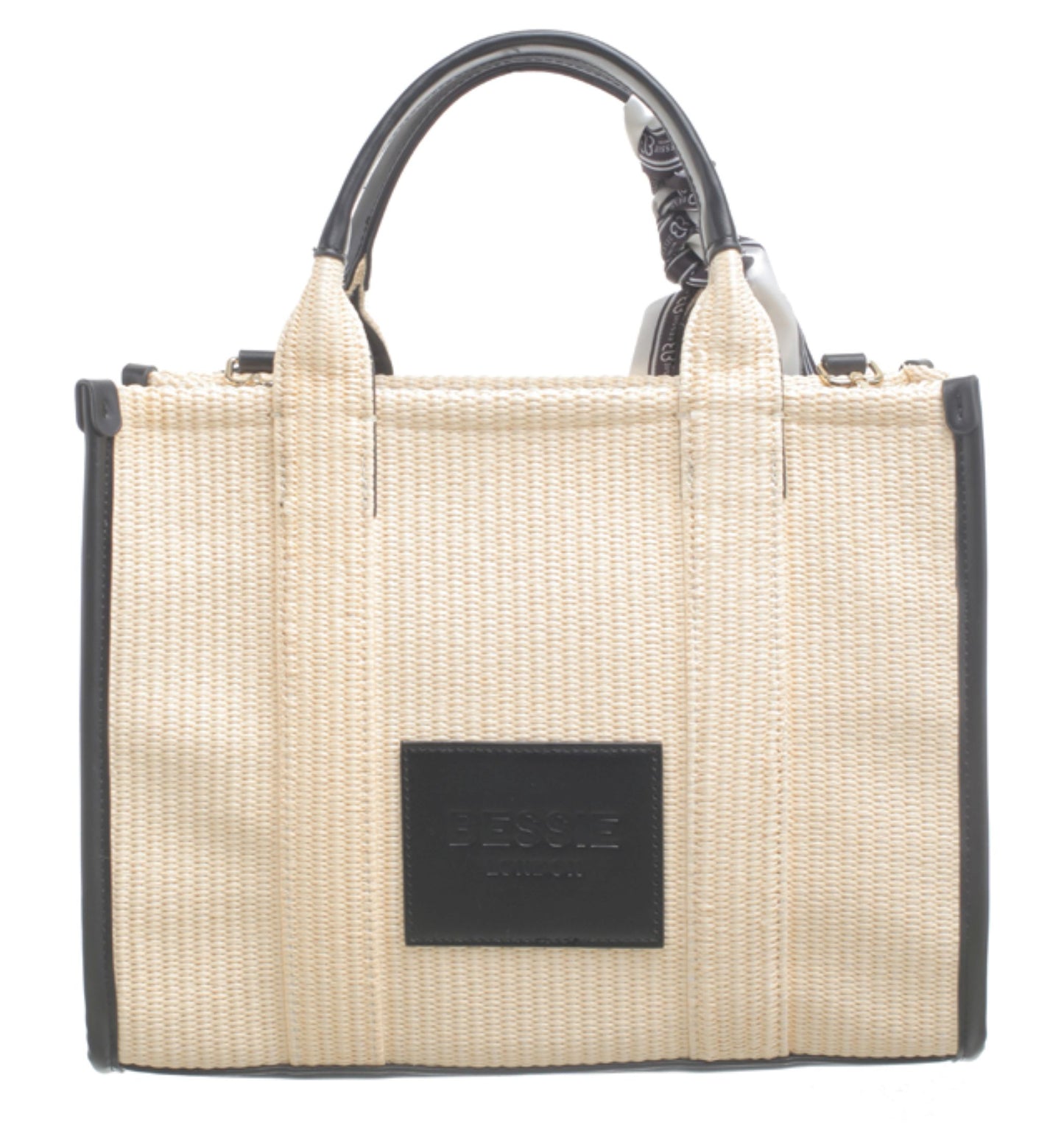 Bessie London Two Tone Tote Bag in Black