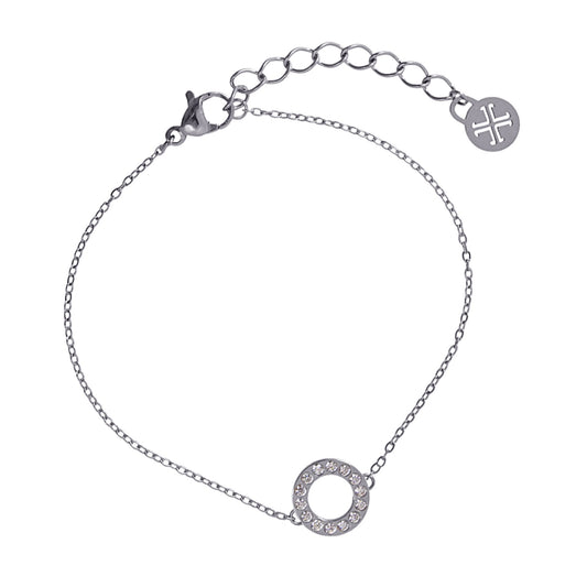 Anartxy Silver Bracelet with Circle CZ Pendant - BPU955