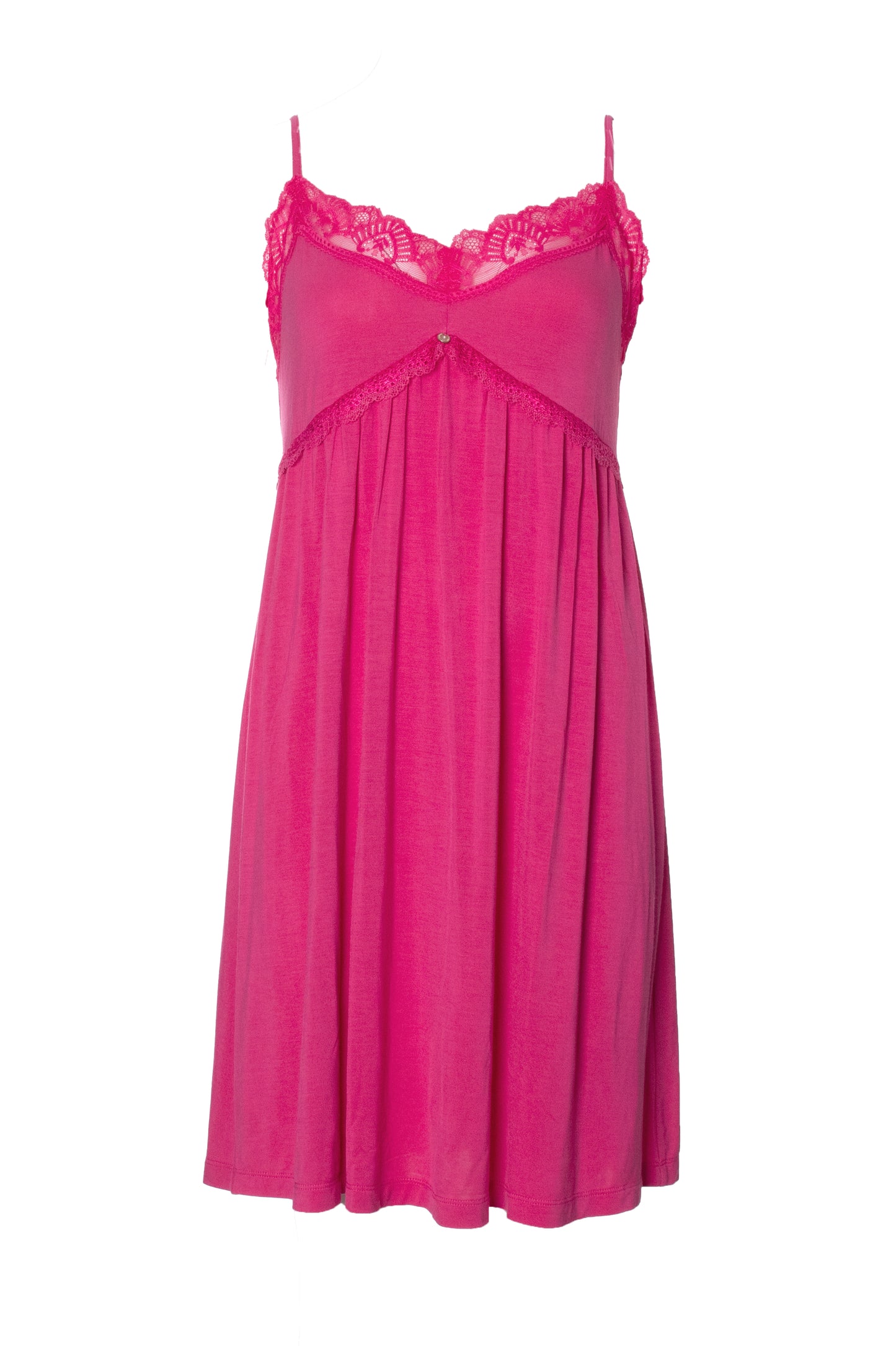 Pretty You London Bamboo Lace Chemise in Raspberry