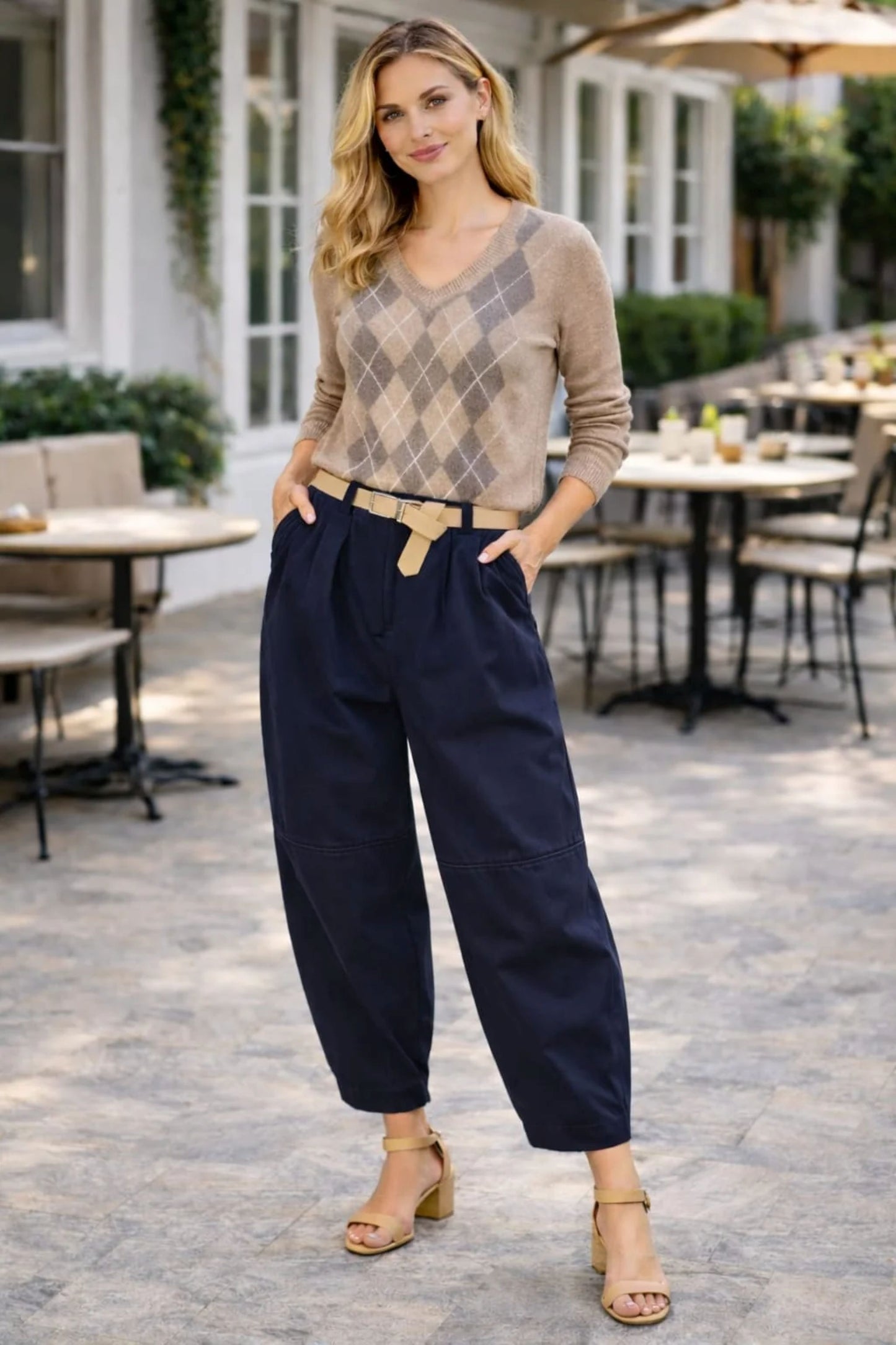 Barrell Leg Belted Trousers