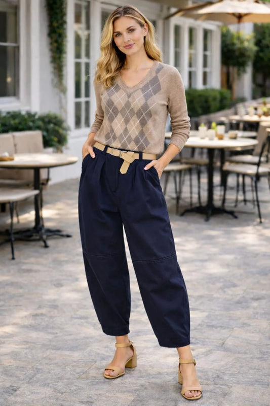 Barrell Leg Belted Trousers