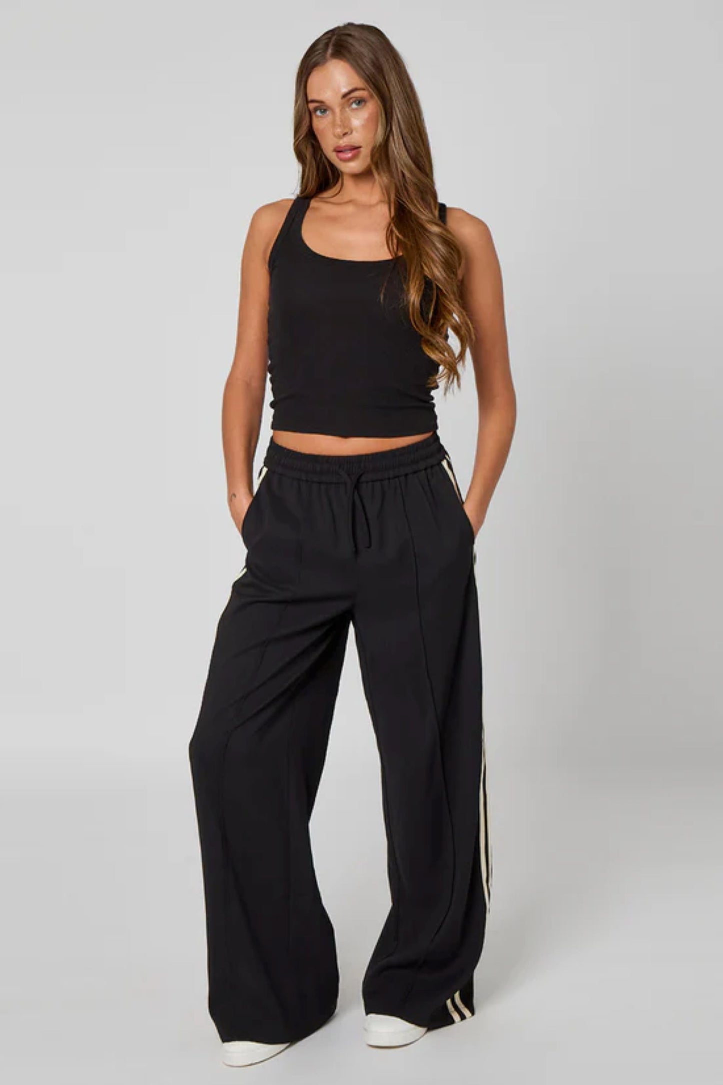 Black Tapered Wide Leg Trousers