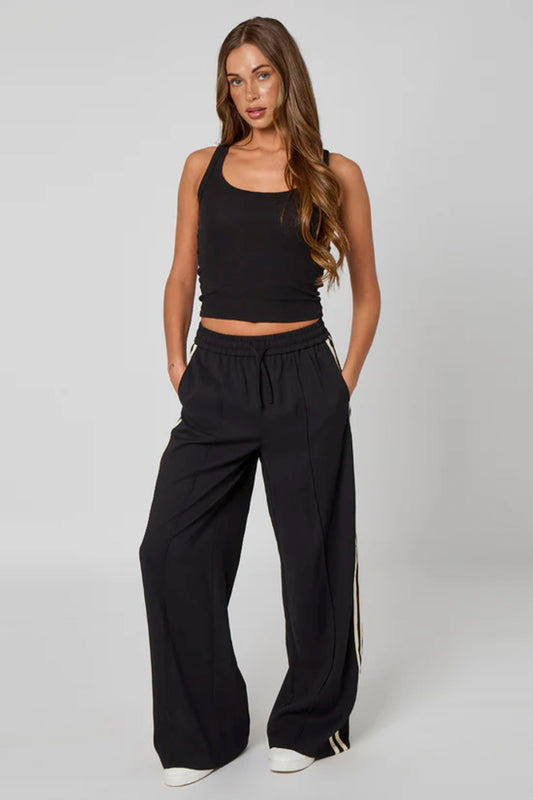 Black Tapered Wide Leg Trousers