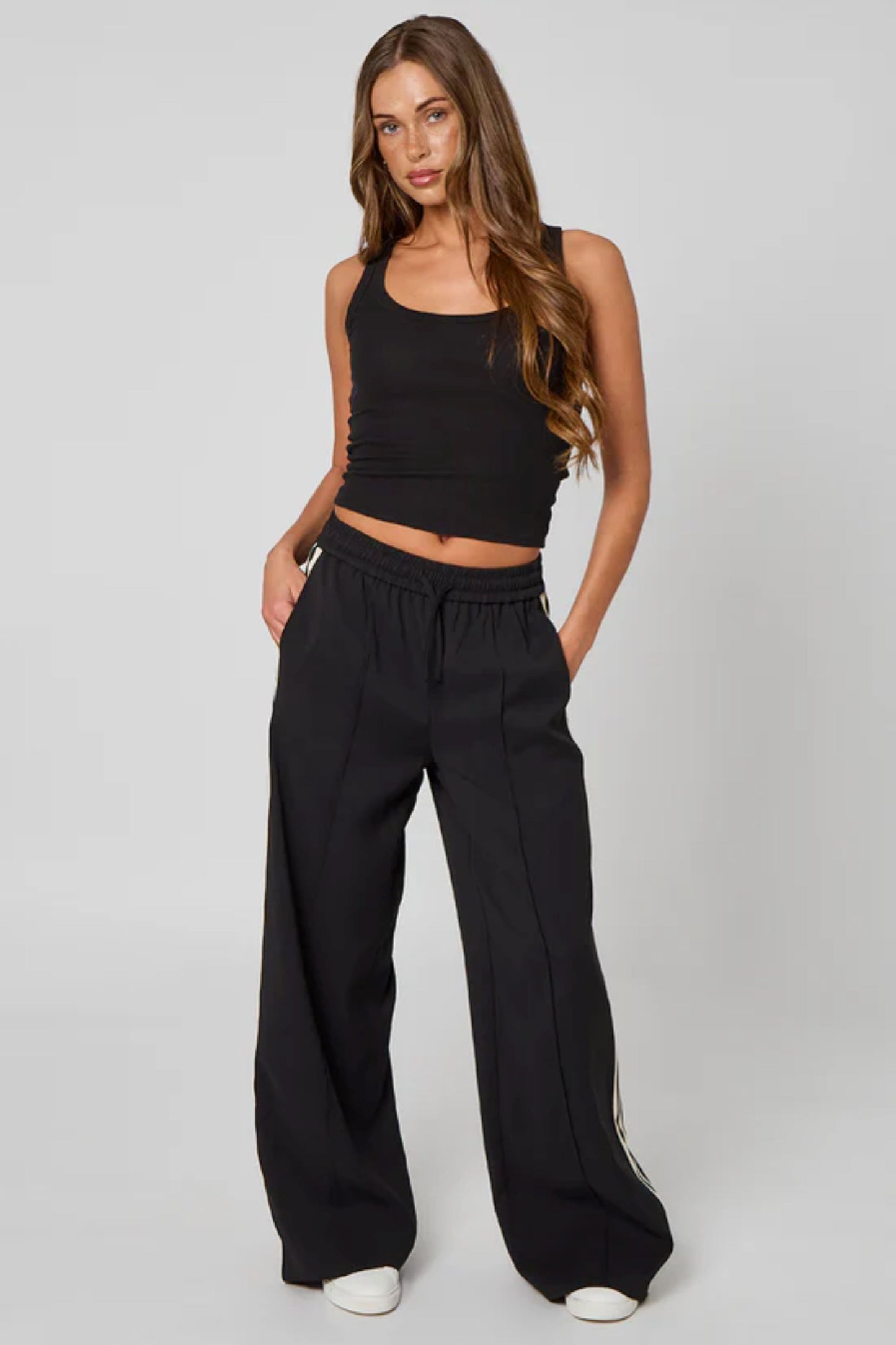 Black Tapered Wide Leg Trousers