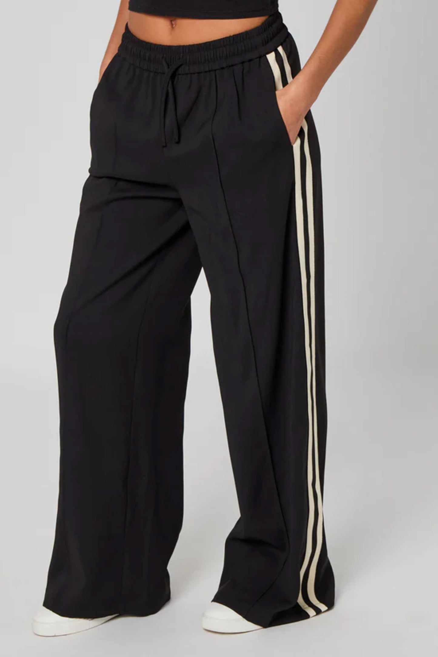 Black Tapered Wide Leg Trousers