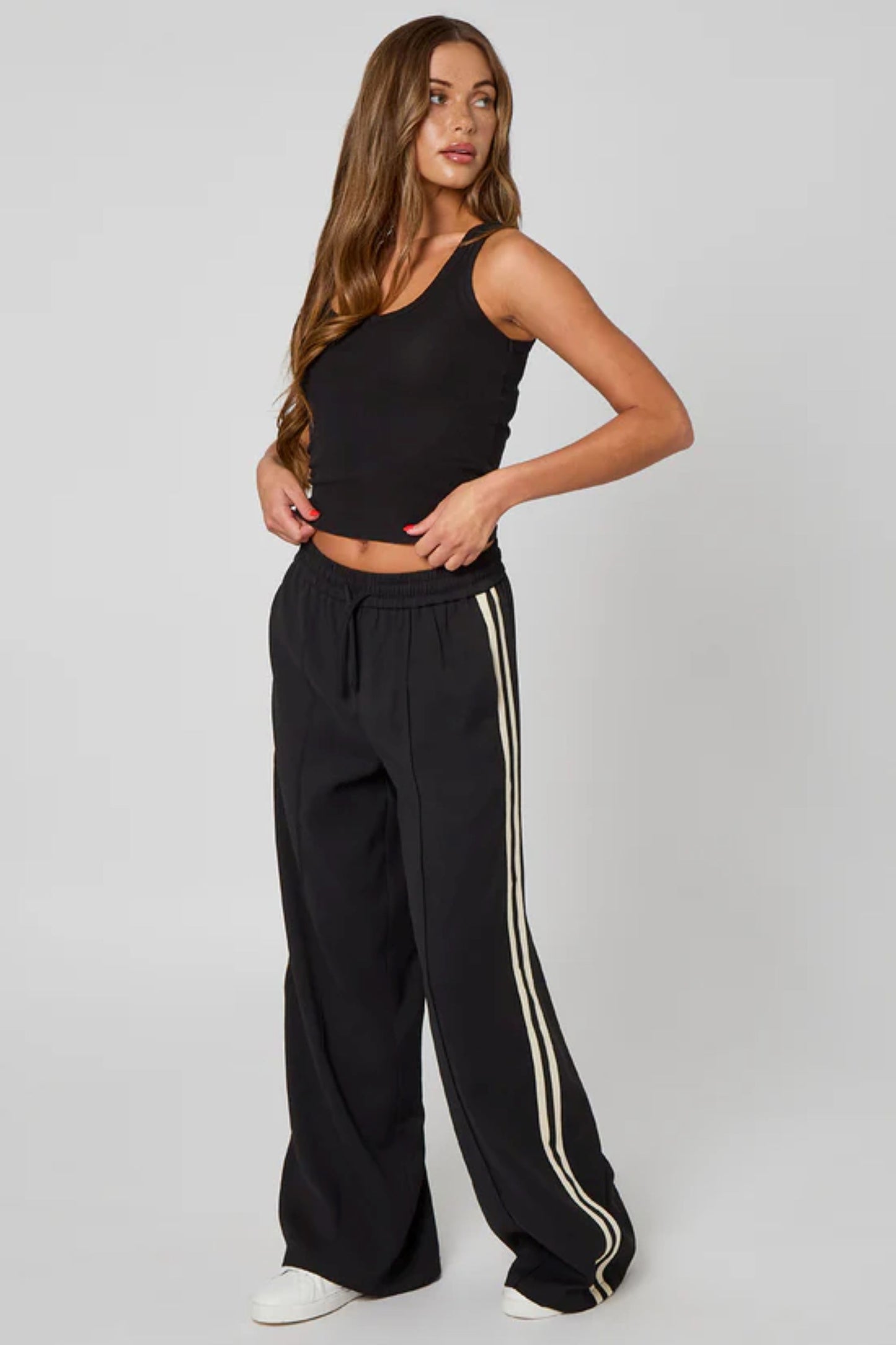Black Tapered Wide Leg Trousers