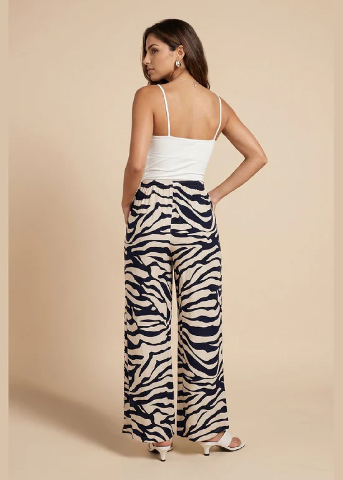 Navy Zebra Print Trousers