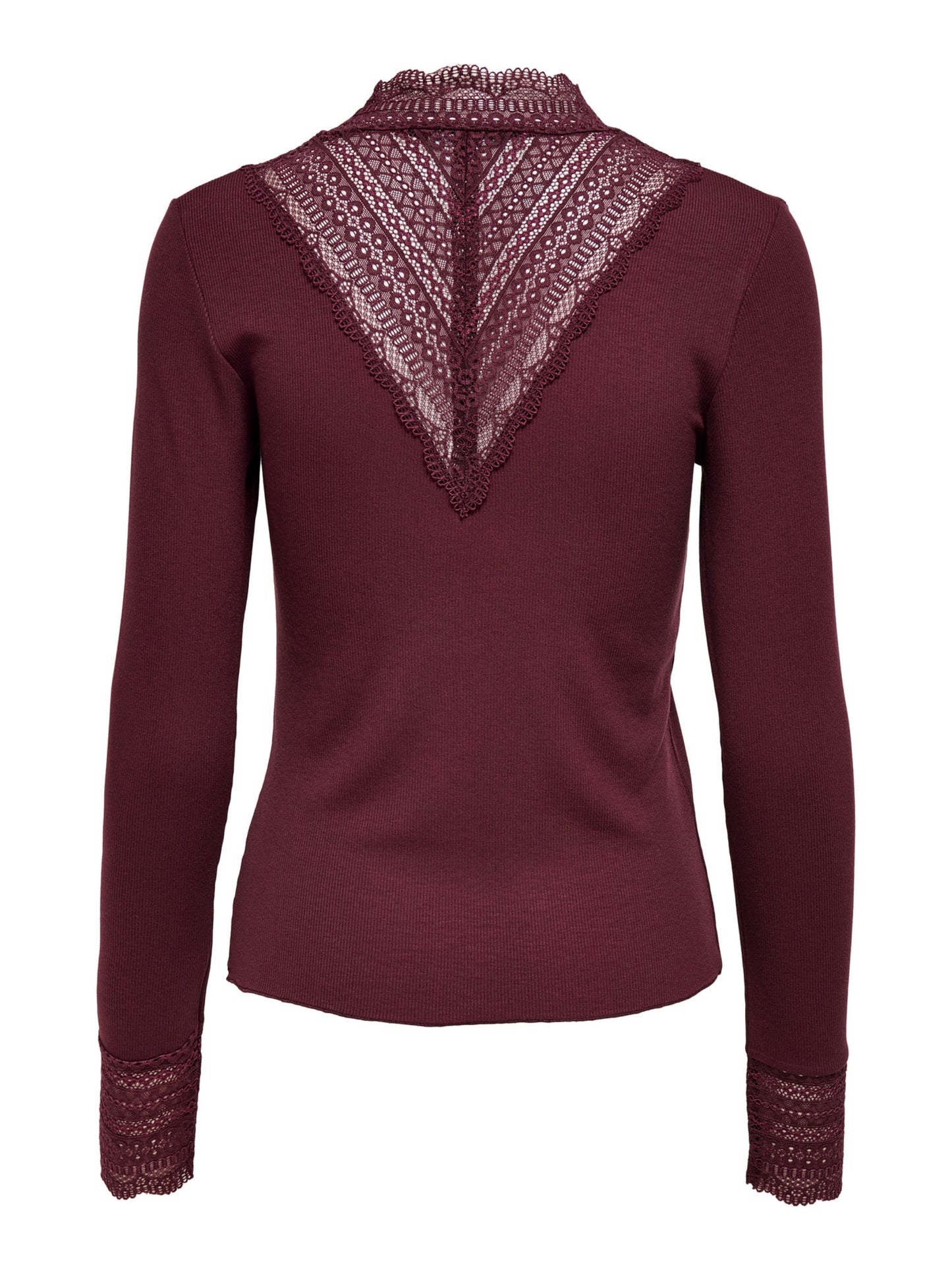 ONLY Long Sleeve Lace Top in Burgundy (Port Royale)