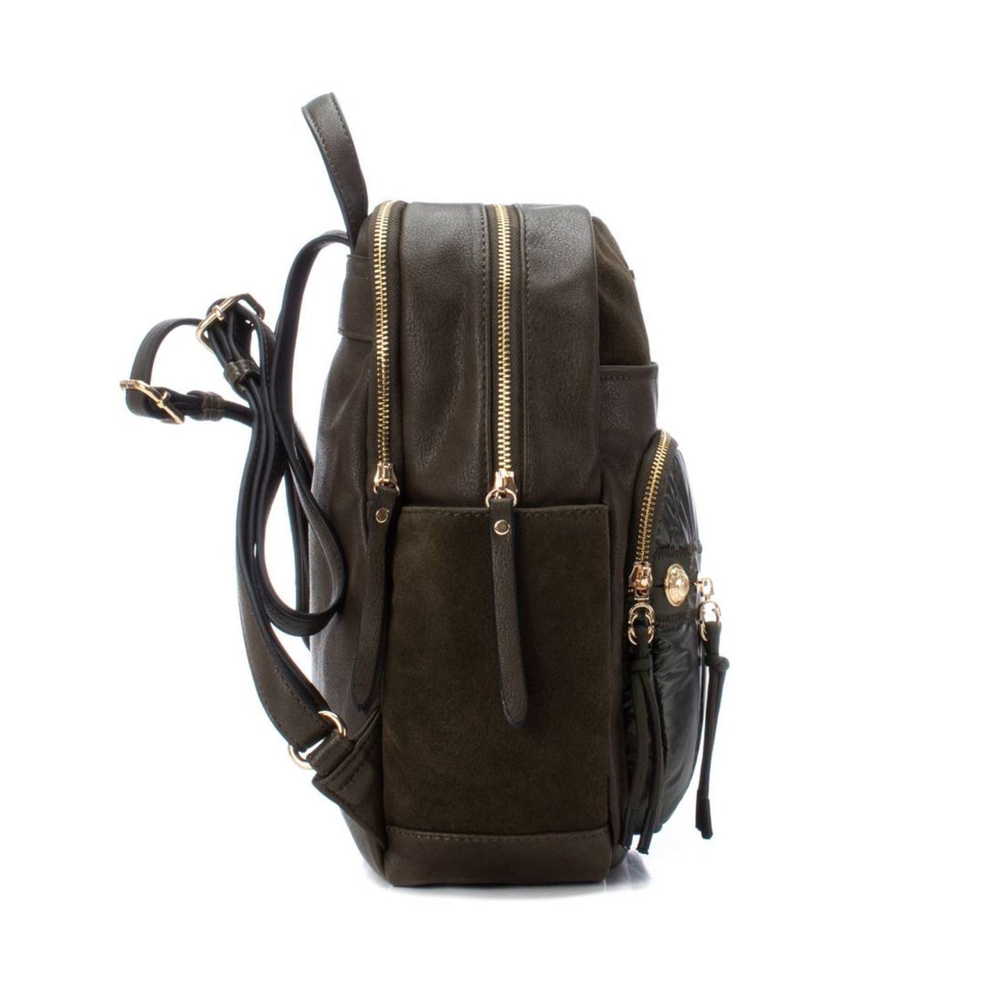 Carmela Khaki Leather & Suede Backpack - 186112