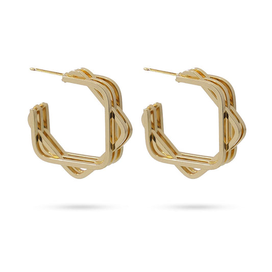 Anartxy Gold Hexagon Shape Earrings - CPE695