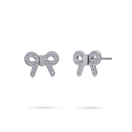 Anartxy Silver Bow CZ Earrings - CPE744